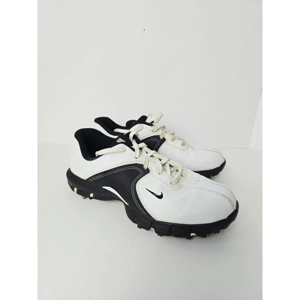 Nike black white golf shoes size 6Y TAC 317480-101